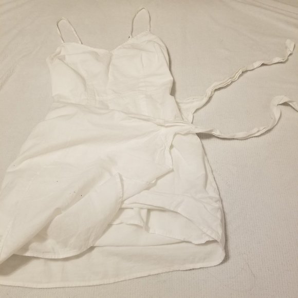 Abercrombie & Fitch White Layered Wrap Tie Summer Mini Dress Spaghetti Straps - Picture 9 of 13